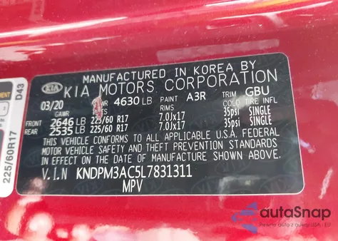 2020 Kia Sportage Lx from USA, damaged, VIN KNDPM3AC5L7831311